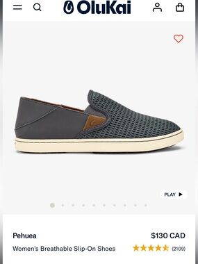 OluKai Pehuea women’s 7.5 drop in slip on shoes